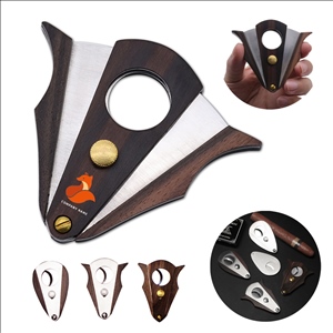 Double Guillotine Cigar Snipper with Wood Inlay